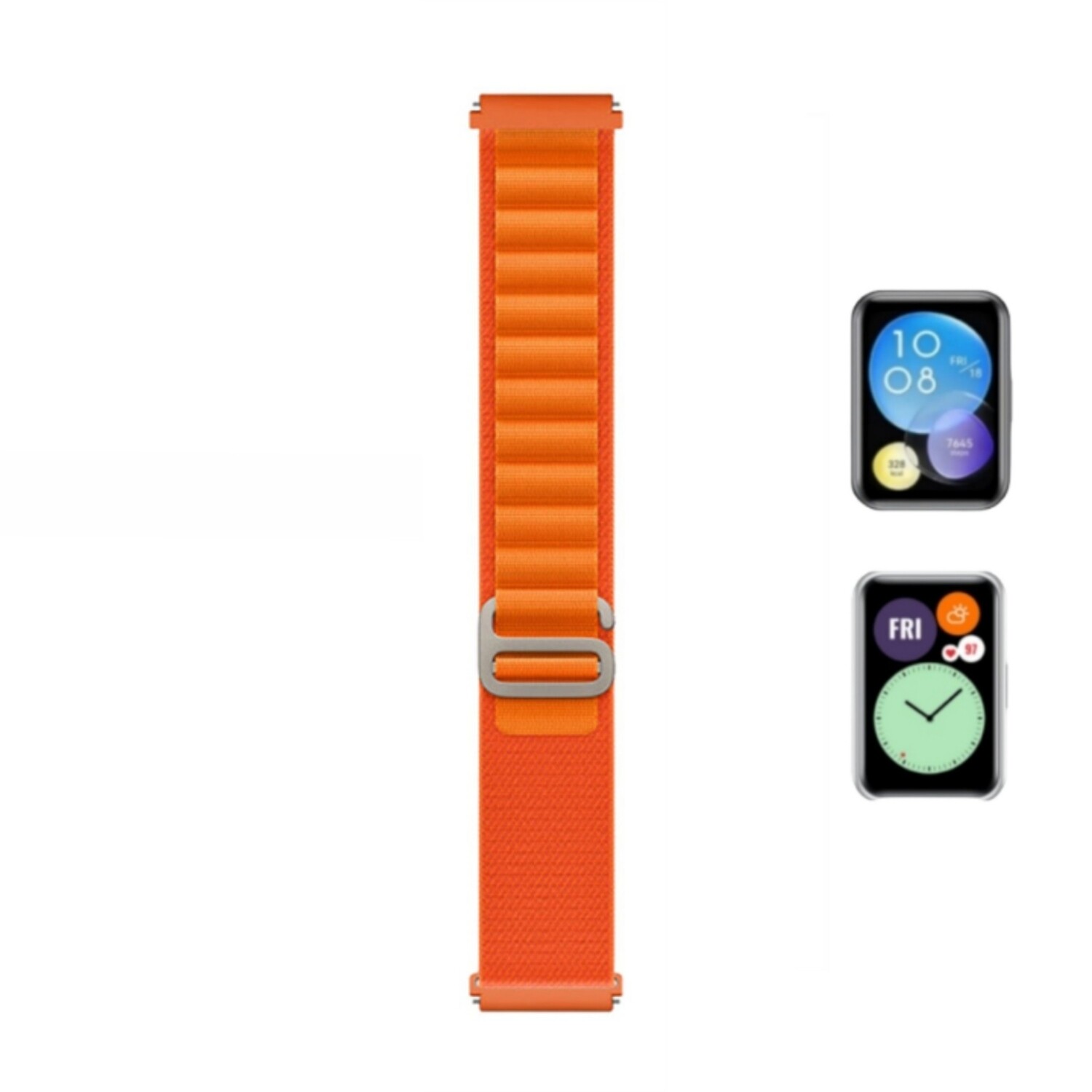 (Huawei Fit 1 &amp; 2 &amp; 3 &amp; 4/Pro) Alpine loop Orange new ultra strap design - باند خام برتقالي تصميم ساعه الالترا الجديد 