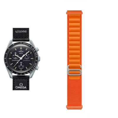 (OmegaXSwatch) Alpine loop Orange new ultra strap design - باند خام برتقالي تصميم ساعه الالترا الجديد 