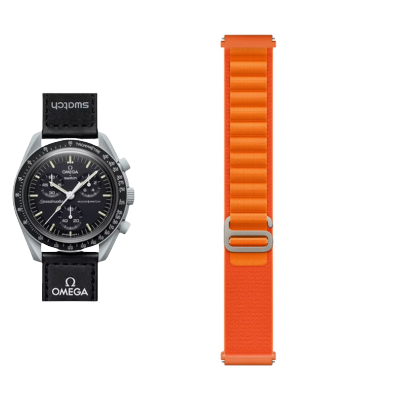 (OmegaXSwatch) Alpine loop Orange new ultra strap design - باند خام برتقالي تصميم ساعه الالترا الجديد 