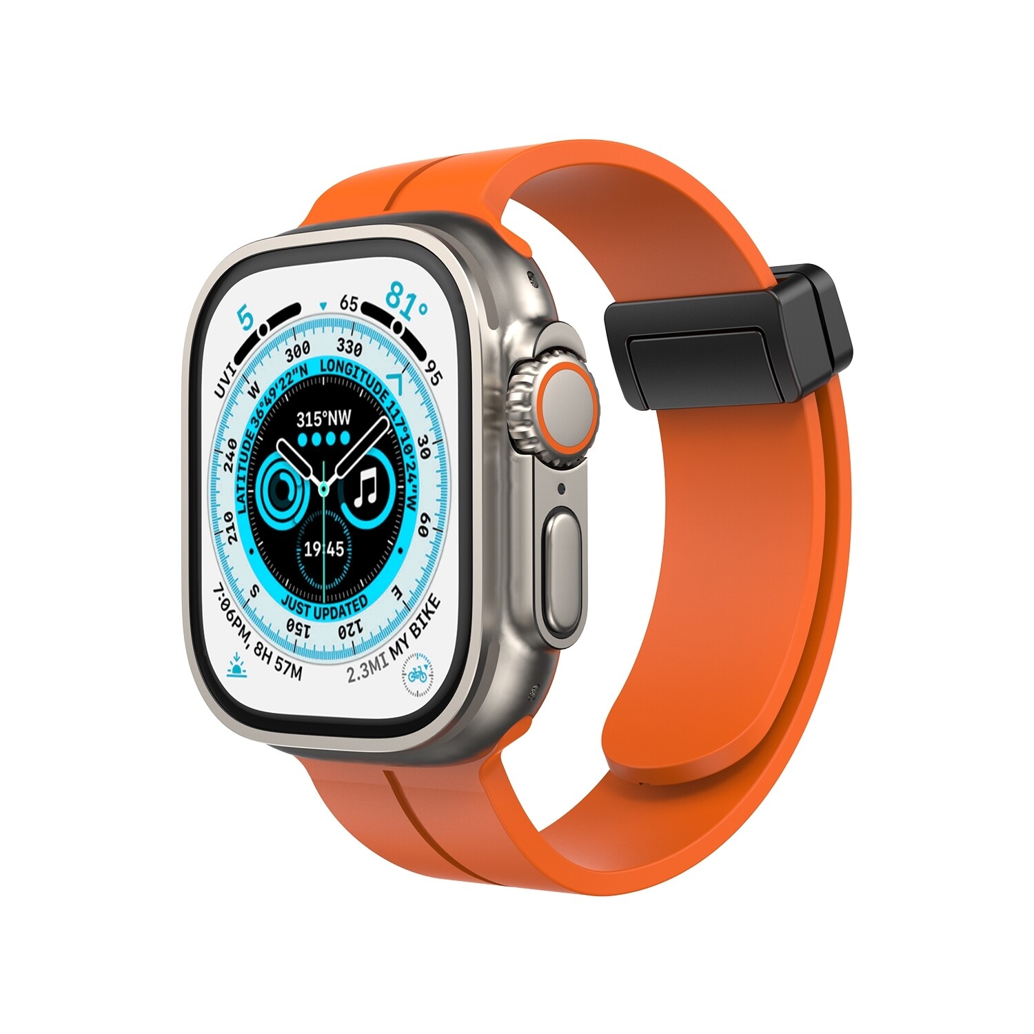 (42mm-44mm-45mm-46mm-49mm) Silicone Band magnetic lock Deep Orange - باند سيليكون تسكيره مغناطيس برتقالي 
