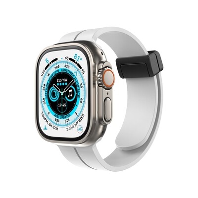 (42mm-44mm-45mm-46mm-49mm) Silicone Band magnetic lock White - باند سيليكون تسكيره مغناطيس ابيض 