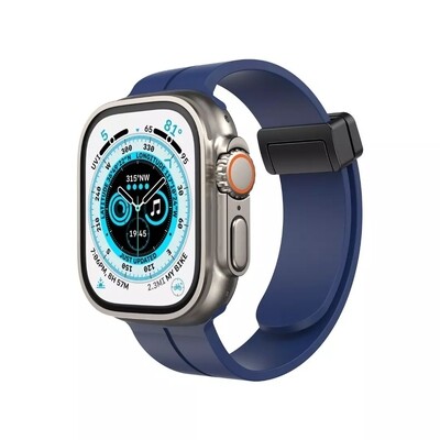 (42mm-44mm-45mm-46mm-49mm) Silicone Band magnetic lock Deep Blue - باند سيليكون تسكيره مغناطيس كحلي 