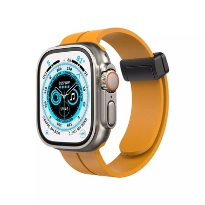 (42mm-44mm-45mm-46mm-49mm) Silicone Band magnetic lock Deep Yellow - باند سيليكون تسكيره مغناطيس اصفر 