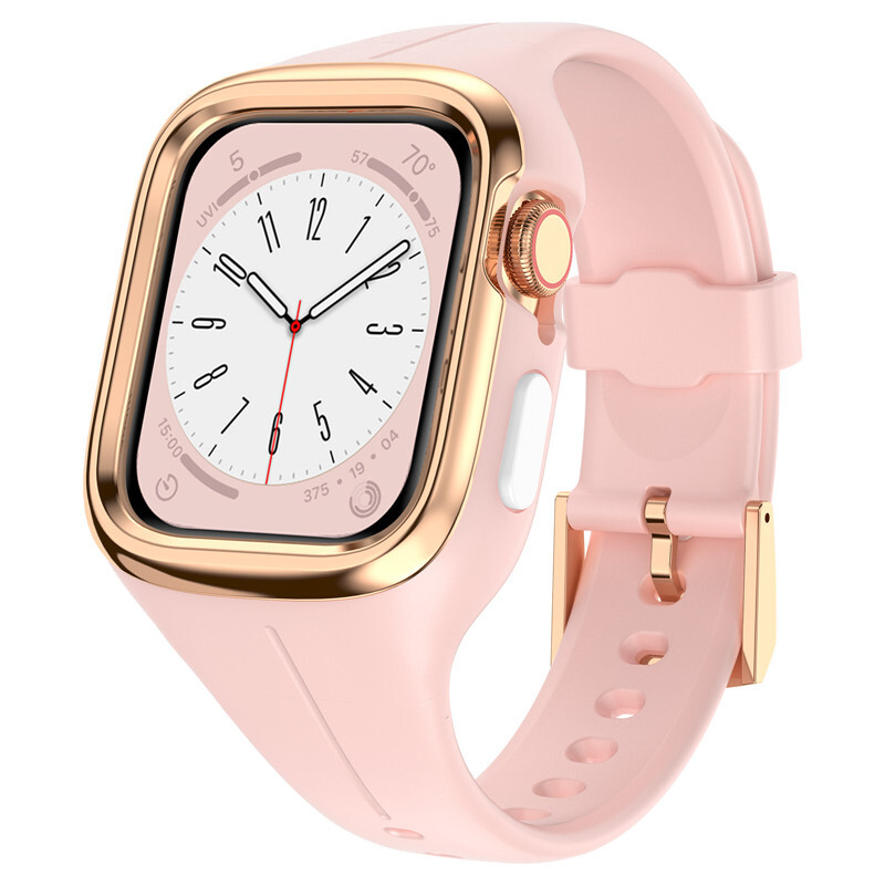 (40mm-41mm)  Stylish strap with cover Pink - باند مع كفر نسائي وردي 