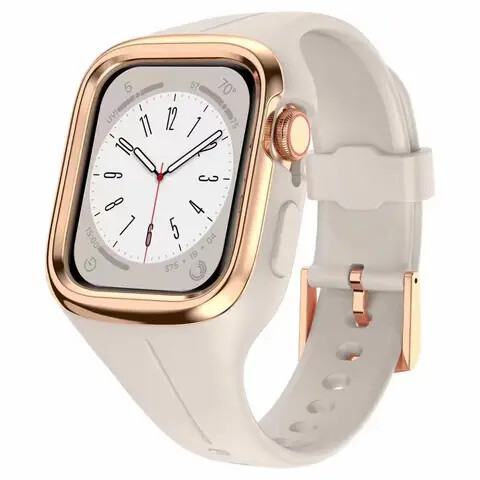 (40mm-41mm)  Stylish strap with cover Beige - باند مع كفر نسائي بيج 