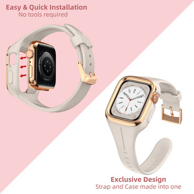(40mm-41mm)  Stylish strap with cover Beige - باند مع كفر نسائي بيج 
