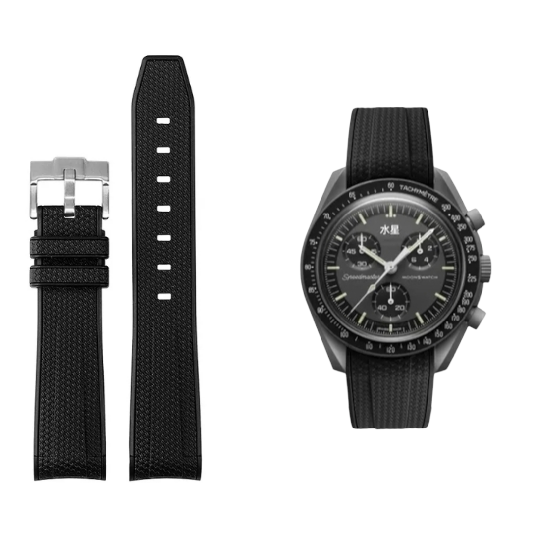 (OmegaXSwatch)  iSwatch silicone pattern Black - باند اي-سواتش لون اسود نقش 