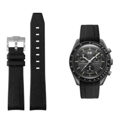 (OmegaXSwatch)  iSwatch silicone pattern Black - باند اي-سواتش لون اسود نقش 