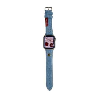 (42mm-44mm-45mm-49mm) Jeans Band new design Light Blue -  باند جينز خام تصميم جديد ازرق فاتح 