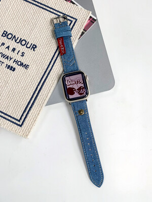 (42mm-44mm-45mm-49mm) Jeans Band new design Blue -  باند جينز خام تصميم جديد ازرق 