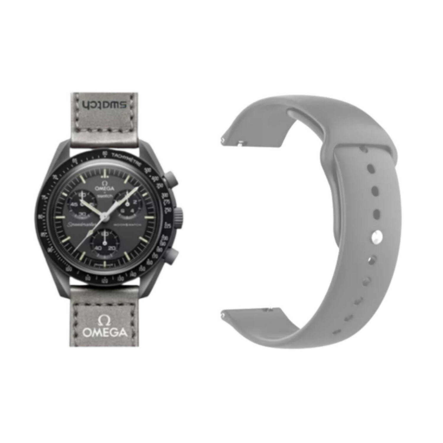 (OmegaXSwatch) Silicone Band Grey -  باند سيليكون لون رمادي 