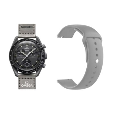 (OmegaXSwatch) Silicone Band Grey -  باند سيليكون لون رمادي 