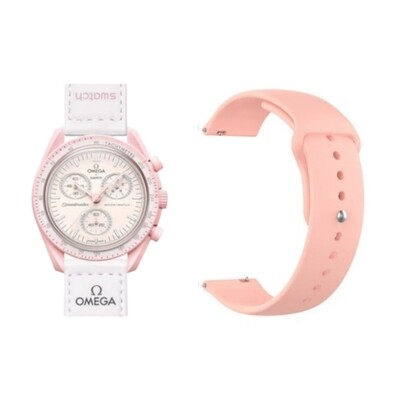 (OmegaXSwatch) Silicone Band Pink -  باند سيليكون لون وردي 