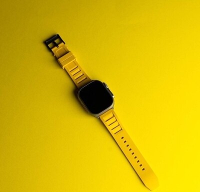 (42mm-44mm-45mm-46mm-49mm) Rubber FKM Sports Band Yellow - ربل اف كيه ام سبورت اصفر 
