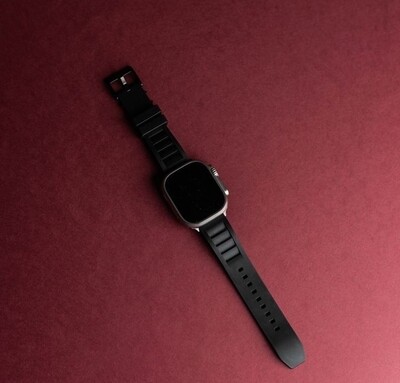 (42mm-44mm-45mm-46mm-49mm) Rubber FKM Sports Band Black - ربل اف كيه ام سبورت اسود 