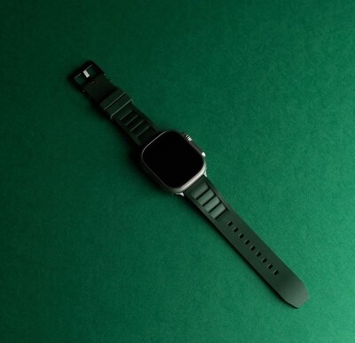 (42mm-44mm-45mm-46mm-49mm) Rubber FKM Sports Band Green - ربل اف كيه ام سبورت زيتي 