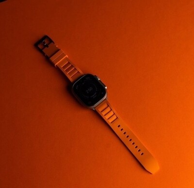 (42mm-44mm-45mm-46mm-49mm) Rubber FKM Sports Band Orange - ربل اف كيه ام سبورت برتقالي 