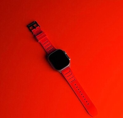 (42mm-44mm-45mm-46mm-49mm) Rubber FKM Sports Band Red - ربل اف كيه ام سبورت احمر 