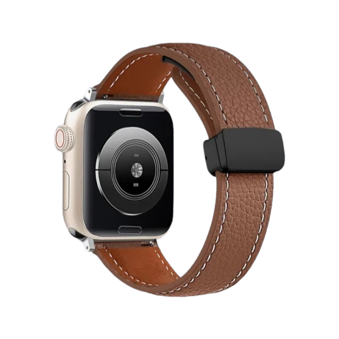(38mm-40mm-41mm) Magnetic Leather Brown band - باند جلد مغناطيسي بني 