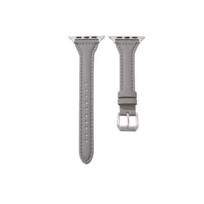 (42mm-44mm-45mm-49mm) New Slim Leather band Grey - باند جلد ضعيف تسكيره مسمار رمادي 