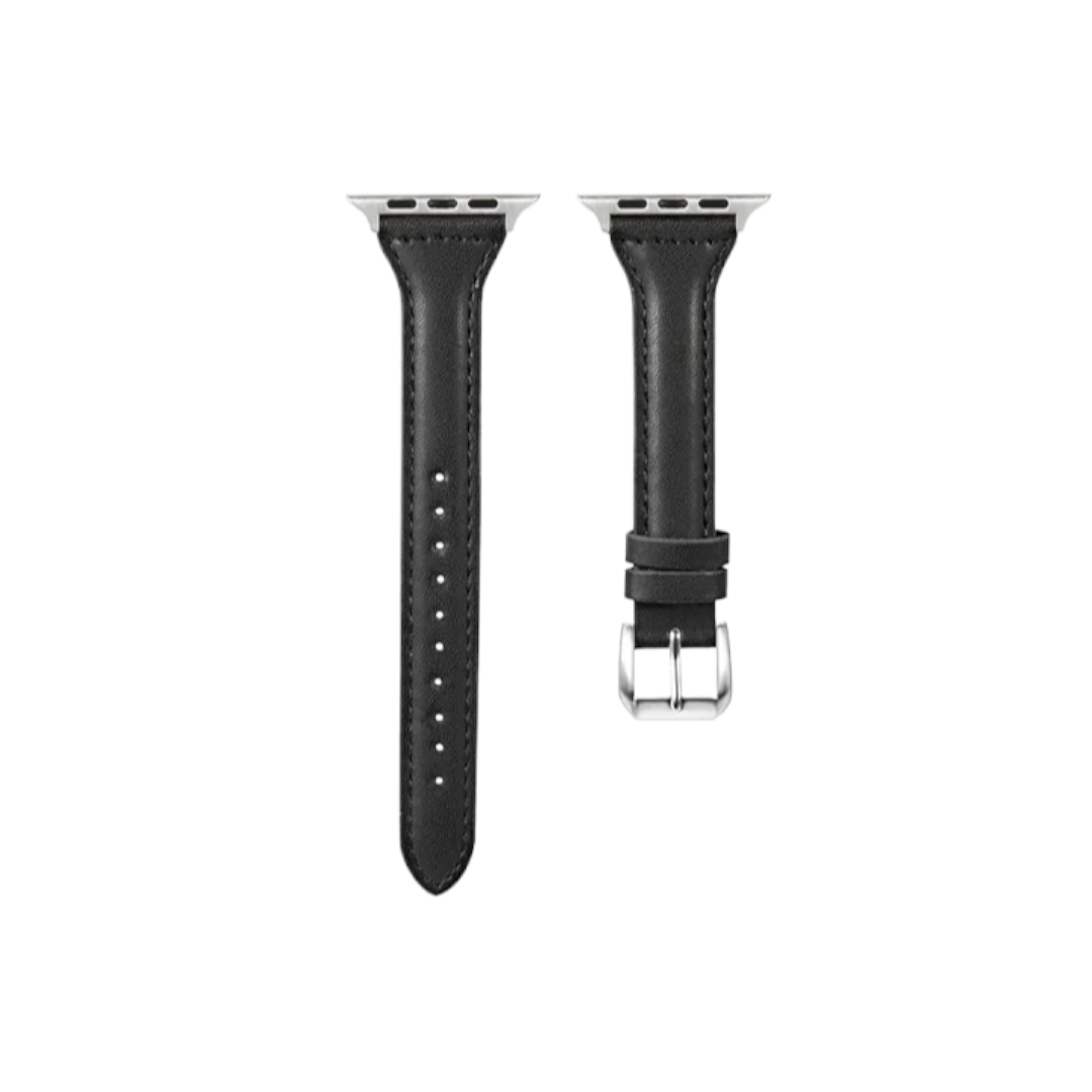 (42mm-44mm-45mm-49mm) New Slim Leather band Black - باند جلد ضعيف تسكيره مسمار اسود 