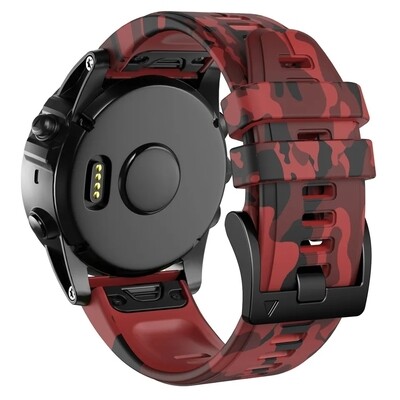 (22mm) Garmin Silicone Army Band Red - جارمن سيليكون جيشي احمر 