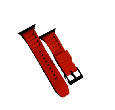 (42mm-44mm-45mm-46mm-49mm) Rubber FKM Sports Band Red - ربل اف كيه ام سبورت احمر 