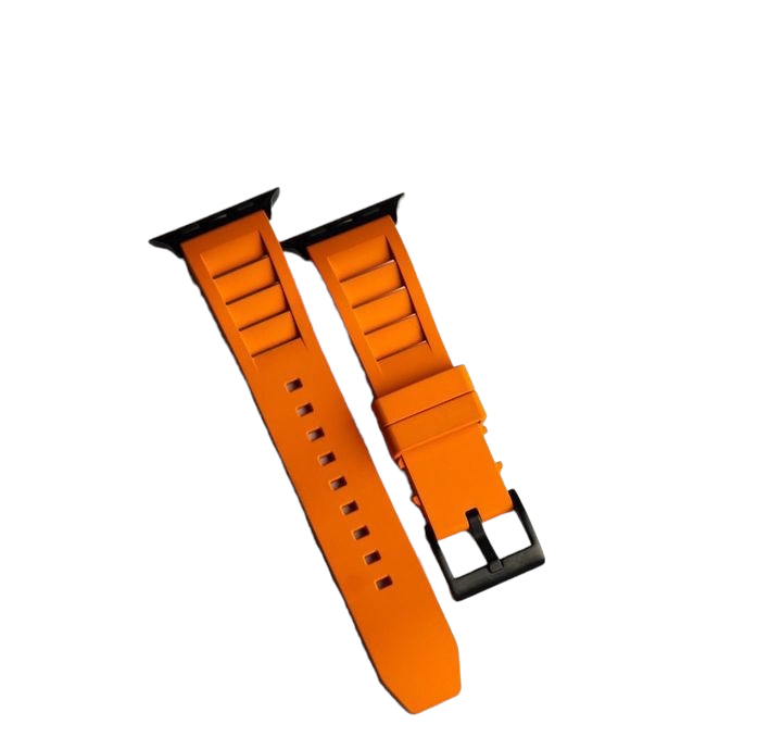 (42mm-44mm-45mm-46mm-49mm) Rubber FKM Sports Band Orange - ربل اف كيه ام سبورت برتقالي 