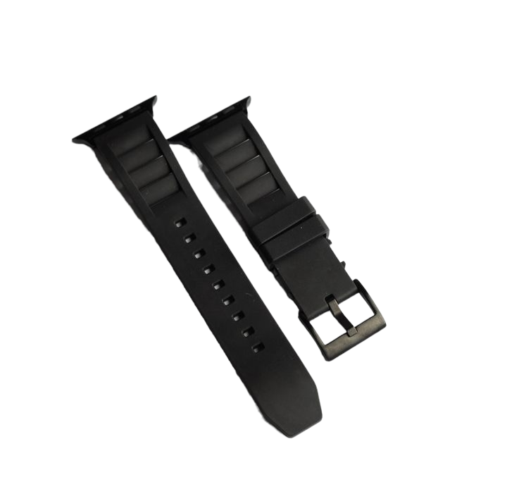 (42mm-44mm-45mm-46mm-49mm) Rubber FKM Sports Band Black - ربل اف كيه ام سبورت اسود 