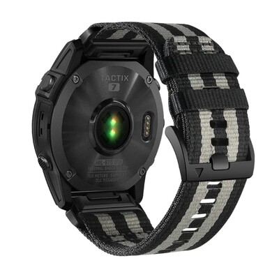 (26mm) Garmin Canvas Black with lines - جارمن خام اسود مخطط 