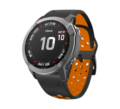 (26mm) Garmin Silicone Nike Sports Black&amp;Orange - جارمن سيليكون نايك سبورت اسود مع برتقالي 