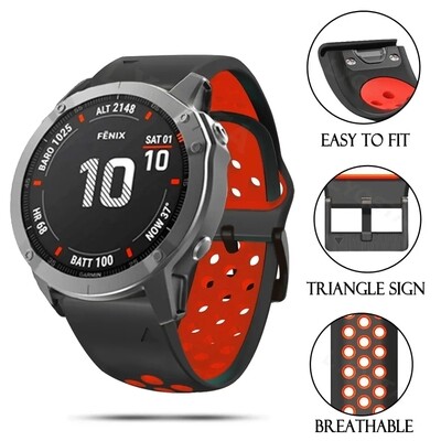 (26mm) Garmin Silicone Nike Sports Black&amp;Red - جارمن سيليكون نايك سبورت اسود مع احمر 