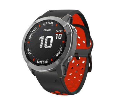 (26mm) Garmin Silicone Nike Sports Black&amp;Red - جارمن سيليكون نايك سبورت اسود مع احمر 