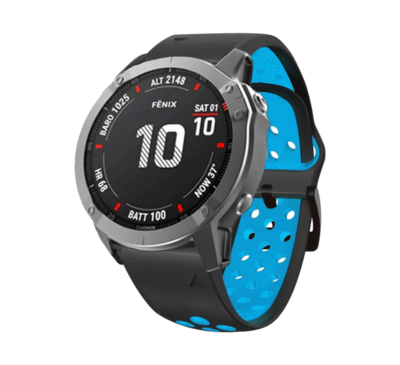 (26mm) Garmin Silicone Nike Sports Black&amp;Light blue - جارمن سيليكون نايك سبورت اسود مع ازرق فاتح 