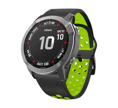 (26mm) Garmin Silicone Nike Sports Black&amp;Green - جارمن سيليكون نايك سبورت اسود مع أخضر 