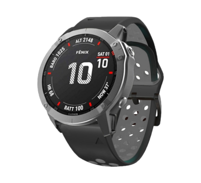 (26mm) Garmin Silicone Nike Sports Black&amp;Gray - جارمن سيليكون نايك سبورت اسود مع رمادي 