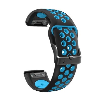 (26mm) Garmin Silicone Nike Sports Black&amp;Light blue - جارمن سيليكون نايك سبورت اسود مع ازرق فاتح 