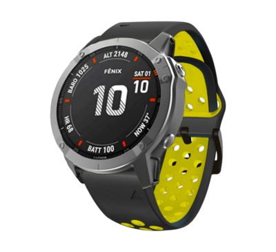 (26mm) Garmin Silicone Nike Sports Black&amp;Yellow - جارمن سيليكون نايك سبورت اسود مع اصفر 