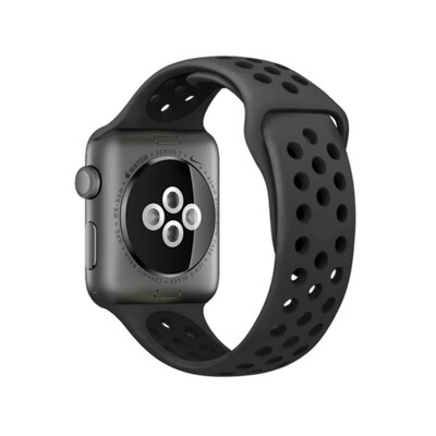 (42mm-44mm-45mm-46mm-49mm) Nike Sports Silicone band Black&amp;Black - باند نايك سبورت سيليكون لون اسود مع اسود 