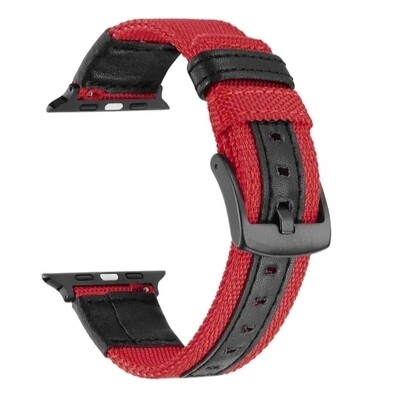 (42mm-44mm-45mm-49mm) Fabric Band new design Red -  باند خام تصميم جديد احمر 