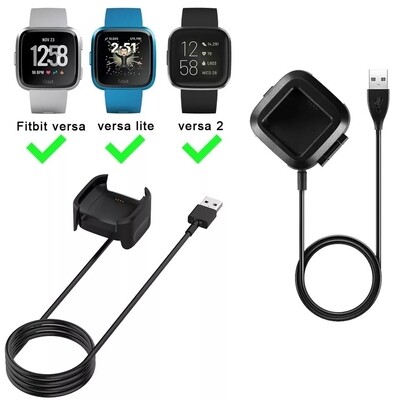 (Fitbit Versa 1/ Lite ) Fitbit Versa charger - Black - شاحن ساعه فت بت فيرسا اسود 