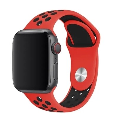 (42mm-44mm-45mm-46mm-49mm) Nike Sports Silicone band Red&amp;Black - باند نايك سبورت سيليكون لون احمر مع اسود 