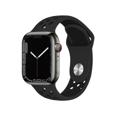 (42mm-44mm-45mm-46mm-49mm) Nike Sports Silicone band Black&amp;Black - باند نايك سبورت سيليكون لون اسود مع اسود 