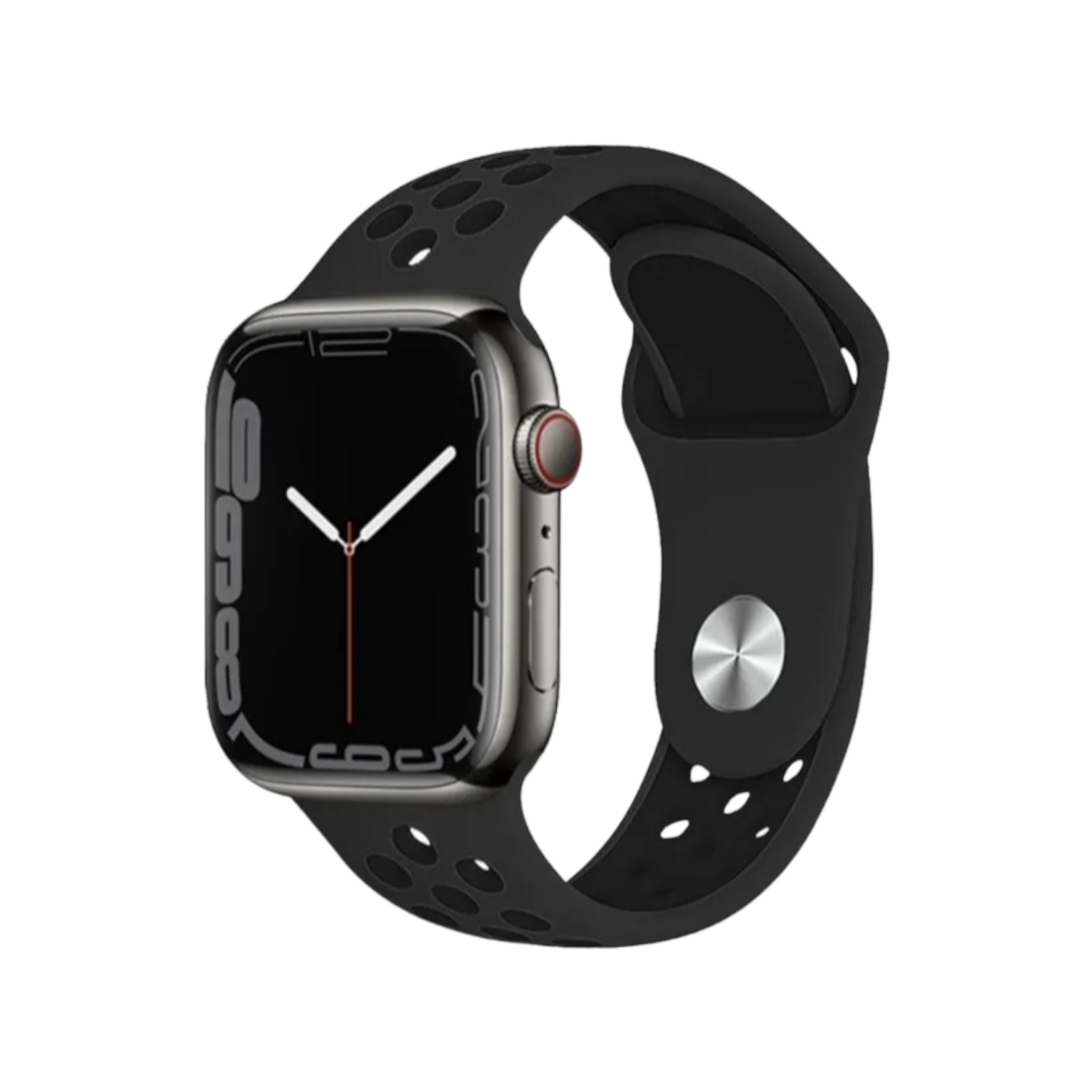 (42mm-44mm-45mm-46mm-49mm) Nike Sports Silicone band Black&amp;Black - باند نايك سبورت سيليكون لون اسود مع اسود 