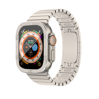 49mm apple watch Ultra Glass Screen Protection with numbered metal Titanium sides - حمايه شاشه زجاج مع اطار معدني تيتانيوم أرقام لساعه ابل الترا مقاس ٤٩م