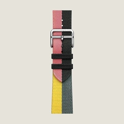 (42mm-44mm-45mm-49mm) Fabric multi color hermes strap design Yellow - خام تصميم هرميز ملون اصفر 