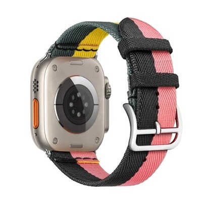 (38mm-40mm-41mm) Fabric multi color hermes strap design Yellow - خام تصميم هرميز ملون اصفر 