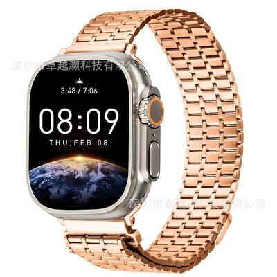 (42mm-44mm-45mm-49mm)  Steel Magnatic Shah design Rose gold - ستيل مغناطيس تصميم شاه روز قولد 