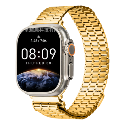 (38mm-40mm-41mm)  Steel Magnatic Shah design Gold - ستيل مغناطيس تصميم شاه ذهبي 