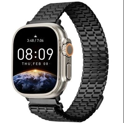 (38mm-40mm-41mm)  Steel Magnatic Shah design Black - ستيل مغناطيس تصميم شاه اسود 